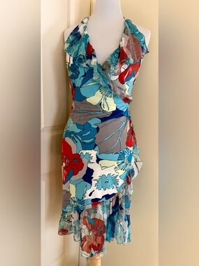 LALTRAMODA DRESSY DRESS MULTICOLOUR CAVALLI STYLE SIZE IT44/8US